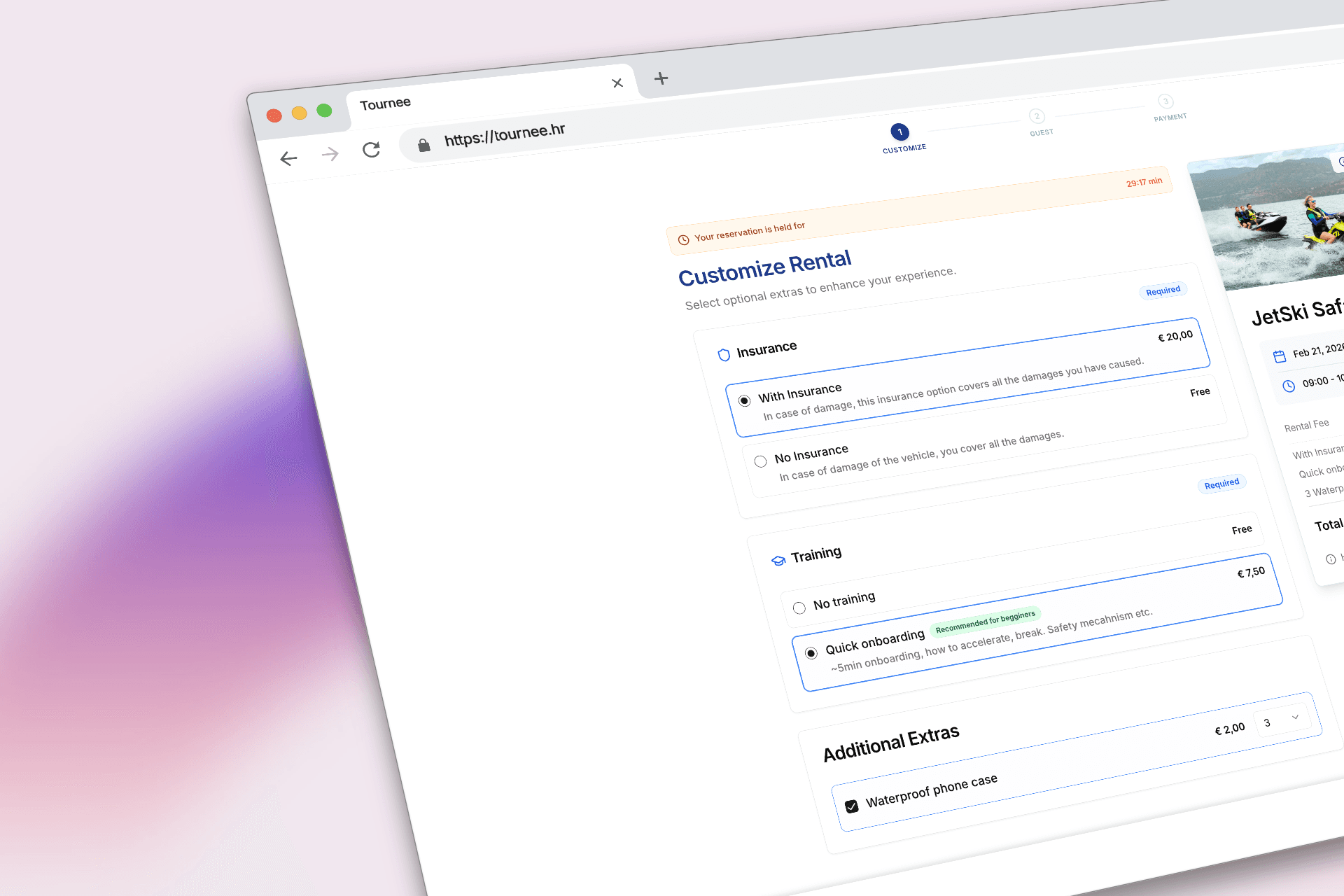 Tournee booking widget